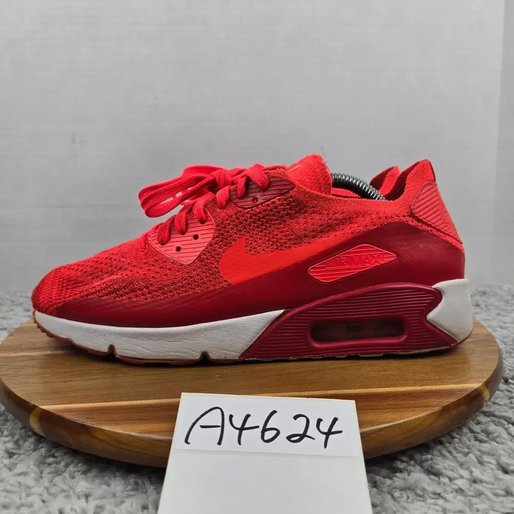 Nike Mens 9.5 Air Max 90 Ultra 2.0 Flyknit Bright Crimson Sneaker 875943-600